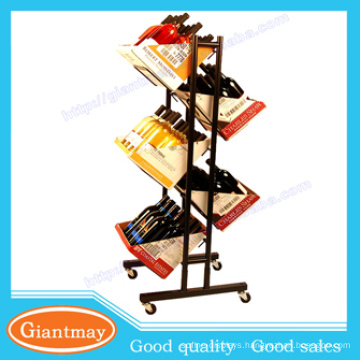 wine shop floor standing metal wire whiskey bottles rack with wheels